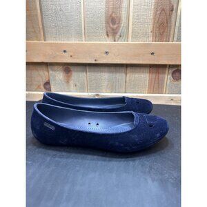 Womens Crocs Navy Blue Velvet Ballet Flats Size 9 Slip-On Lightweight Casual